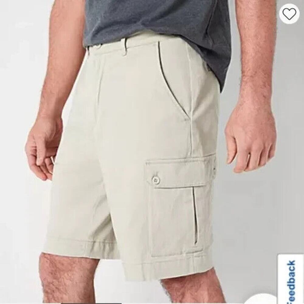 St Johns Bay Size 42 Mens Cargo Shorts Comfort Stretch Waistband Khaki Beige
